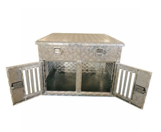 Safety Aluminum Double Dog Crate With Two Lockable Slam Latch Doors