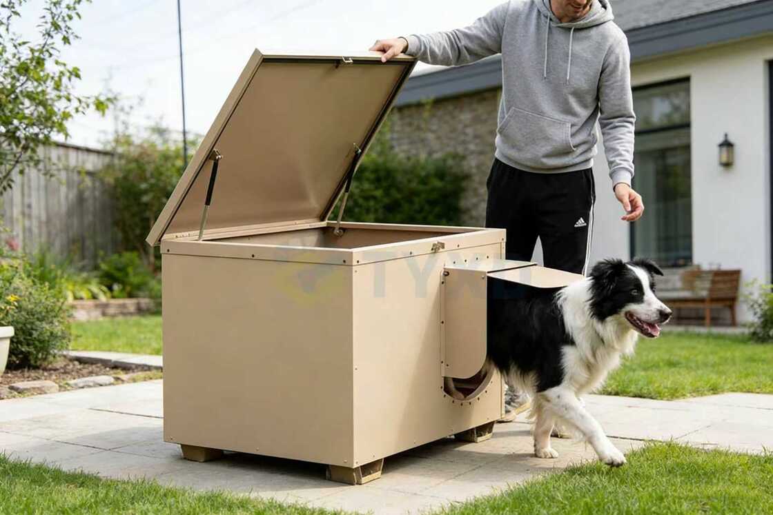 TYXD  Aluminum Insulated Dog House Weatherproof Dog Kennel Outdoor All-Weather Pet Condo Durable Rust-Resistant Factory Store