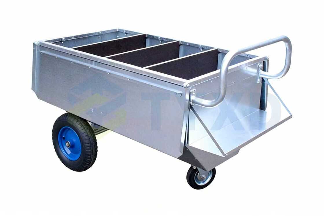 TYXD  Durable Galvanized Steel Horse Feed Storage Box, Large Capacity Horse Feed Cart