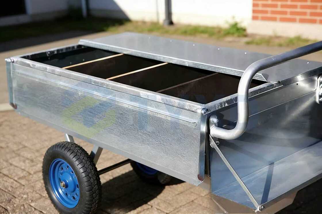 TYXD  Durable Galvanized Steel Horse Feed Storage Box, Large Capacity Horse Feed Cart